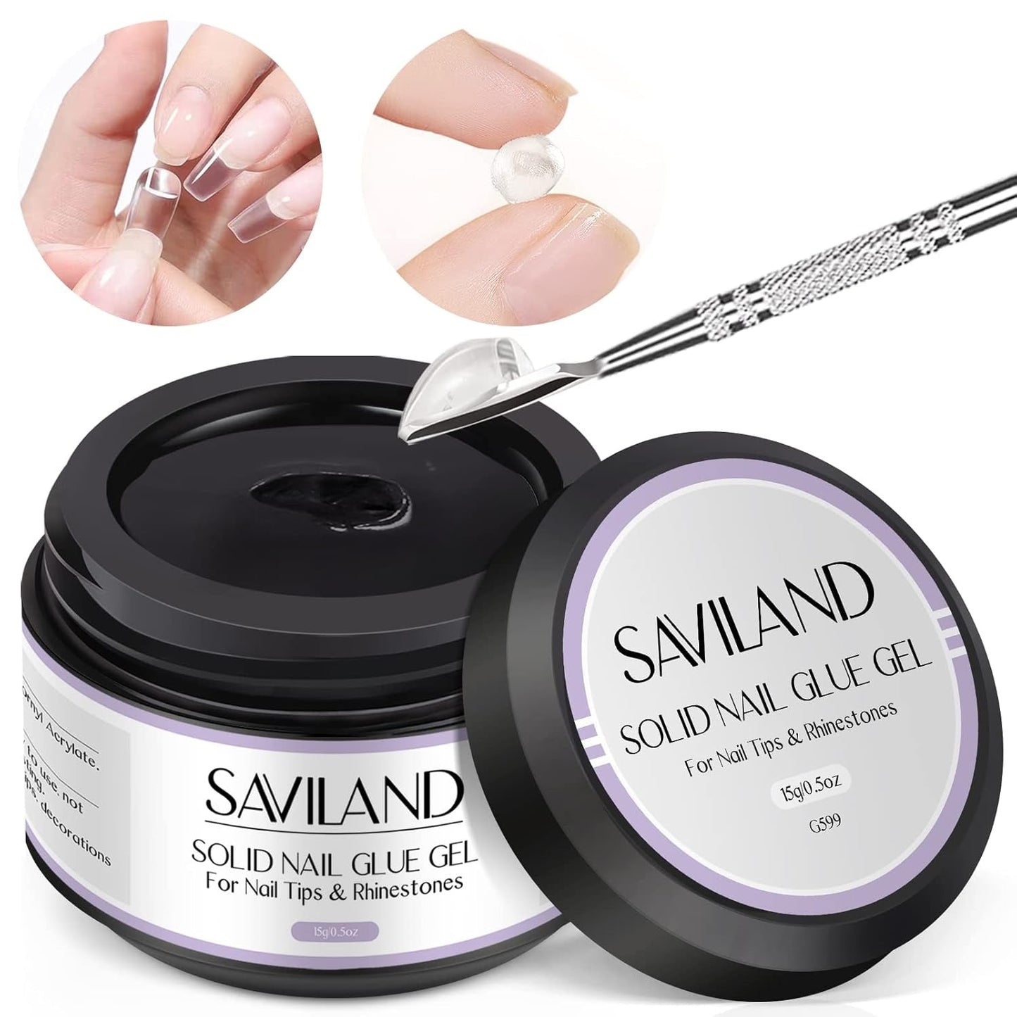 SAVILAND Fester Nagelkleber Gel: 30-Tage Lang Anhaltender Stronger Nagelkleber Für Press on Nails Falsche Nagelspitzen 15Ml U V Nagelkleber 3D Gel-Nagelkunst-Kleber Für Verwendung Im Salon Zu Hause