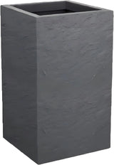 Volcania Up plantekasse, firkantet, høj, 36 l, stenlook, enkeltvæg, vandtank, 29,5 x 29,5 x 49,5 cm, antracitgrå