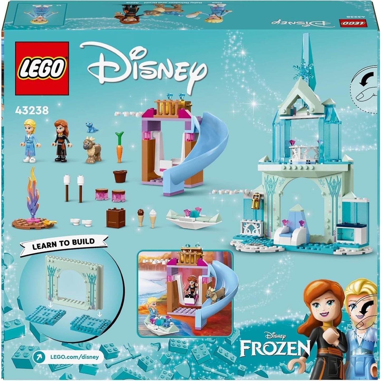 LEGO Disney Frosne Elsas Ispalads, Isdronningens Slot, Prinsesse ELSA og Anna dukkelegetøj, plus 2 dyrefigurer, fantastisk gave til 4-årige piger og drenge 43238 Byggesæt Besuche den LEGO-Store