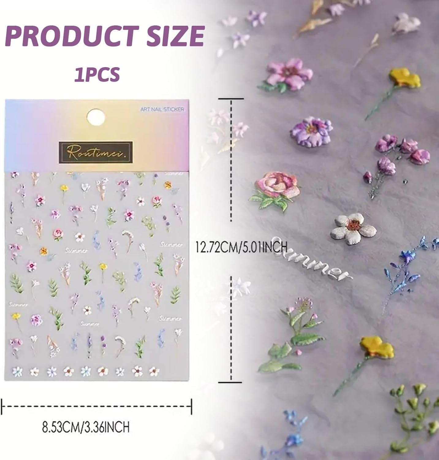 Nagelsticker Sæt - Selbstklebende Nail Sticker, Nageldesign Zubehör, Nail Art, Nagelaufkleber Für Fingernägel, Blumen Nagelsticker, Nagel Deko