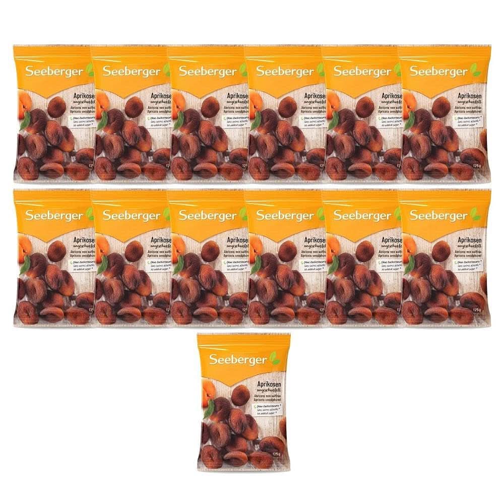 Seeberger Ubehandlede tørrede abrikoser, med sød-frugtagtig smag - uden tilsat sukker, 13 x 125 gram Tørrede produkter Naty Shop