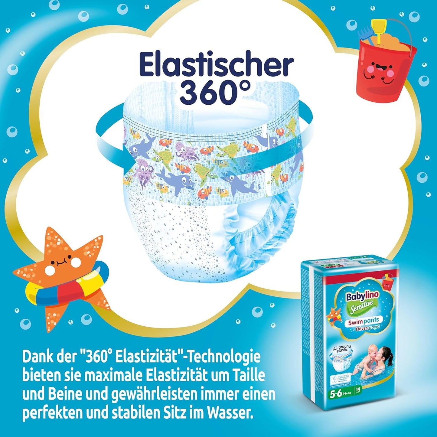 Bleer Sensitive svømmebukser, til hav og pool, str. 5-6 (over 14 kg), 84 stk.