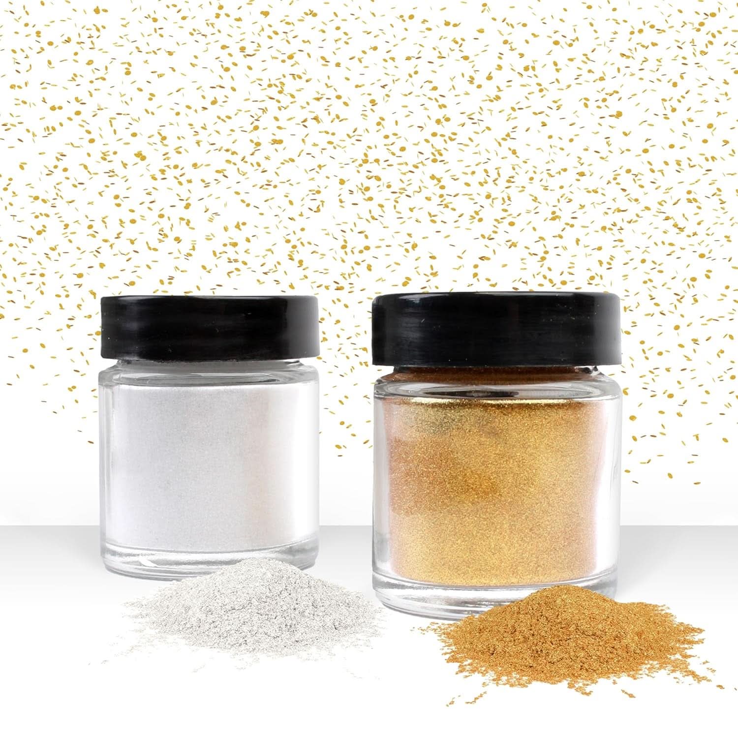 Günthart glitter, pudder, guld og sølv, sæt 2 x 7 gram Naty Shop