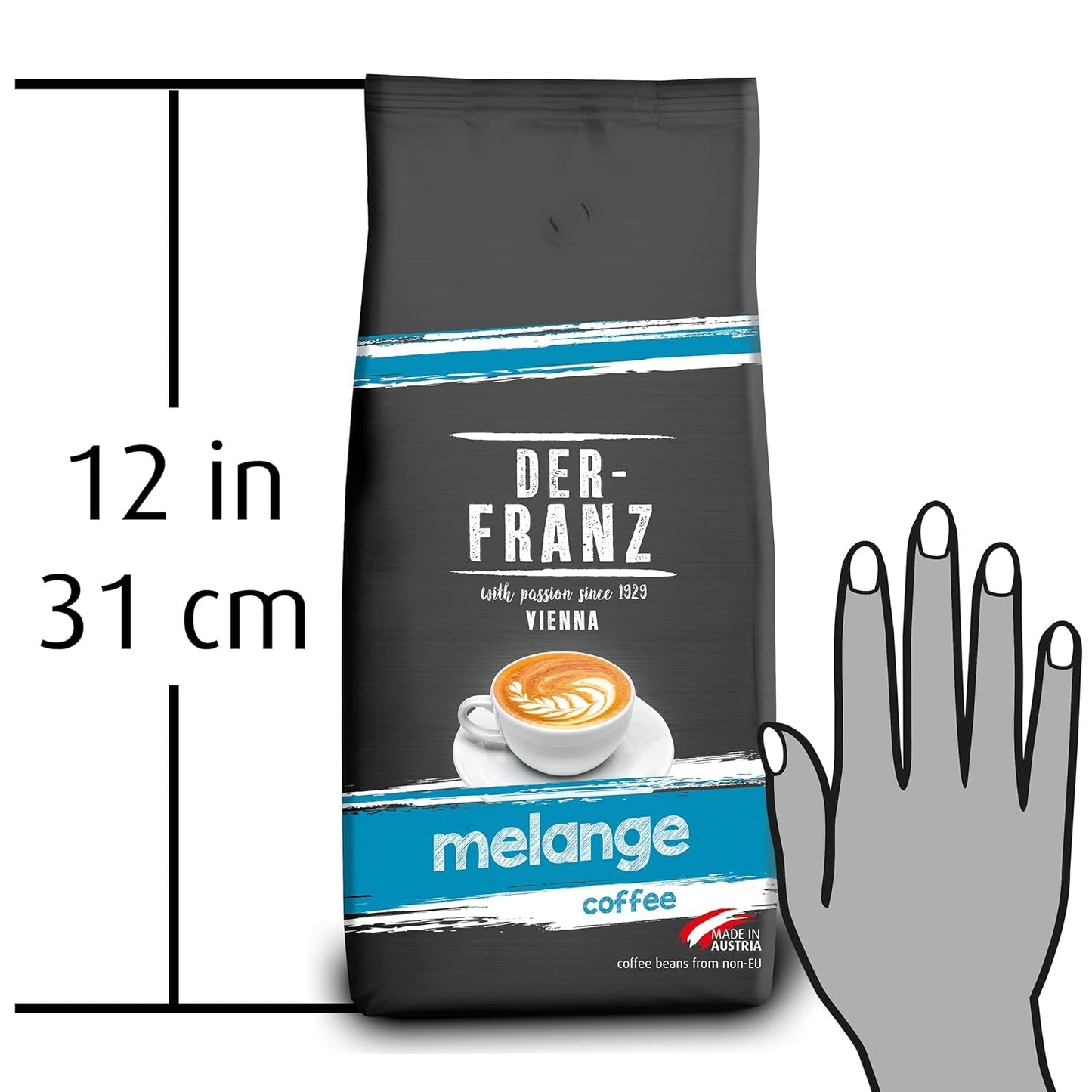 Der-Franz Melange kaffe, styrke 3/5, 100 % Arabica, hele kaffebønner, 4 x 1000 g