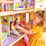 KidKraft Kayla trædukkehus med møbler og tilbehør, 3-lags legesæt til 30 cm dukke, legetøj fra 3 år og opefter, 65092 - eksklusivt på Amazon