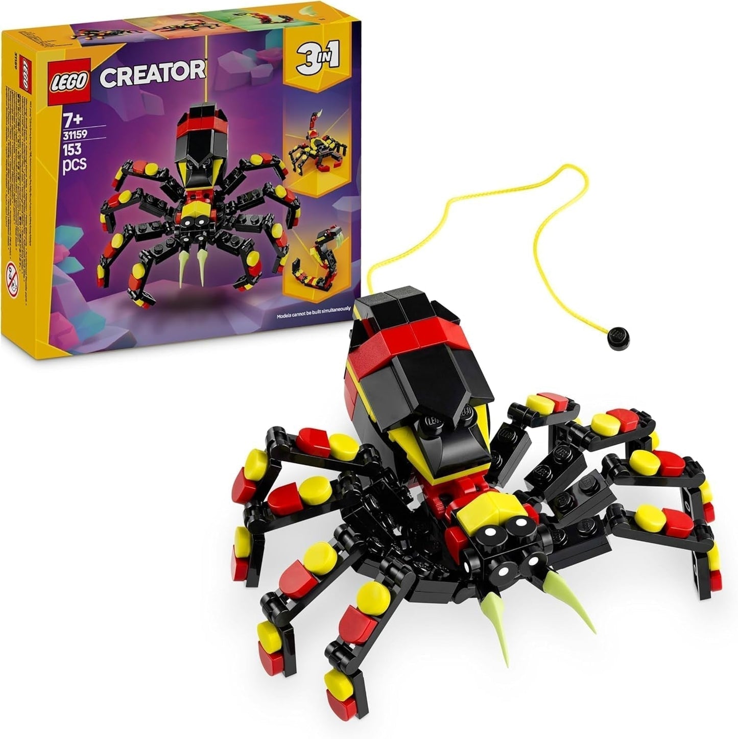 LEGO Creator 3I1 Vilde dyr: Overraskelsesedderkop - legetøj til at bygge om til en skorpion- eller slangefigur - byggesæt med 3 modeller - gave til drenge og piger fra 7 år 31159 Byggesæt Besuche den LEGO-Store Standardtitel