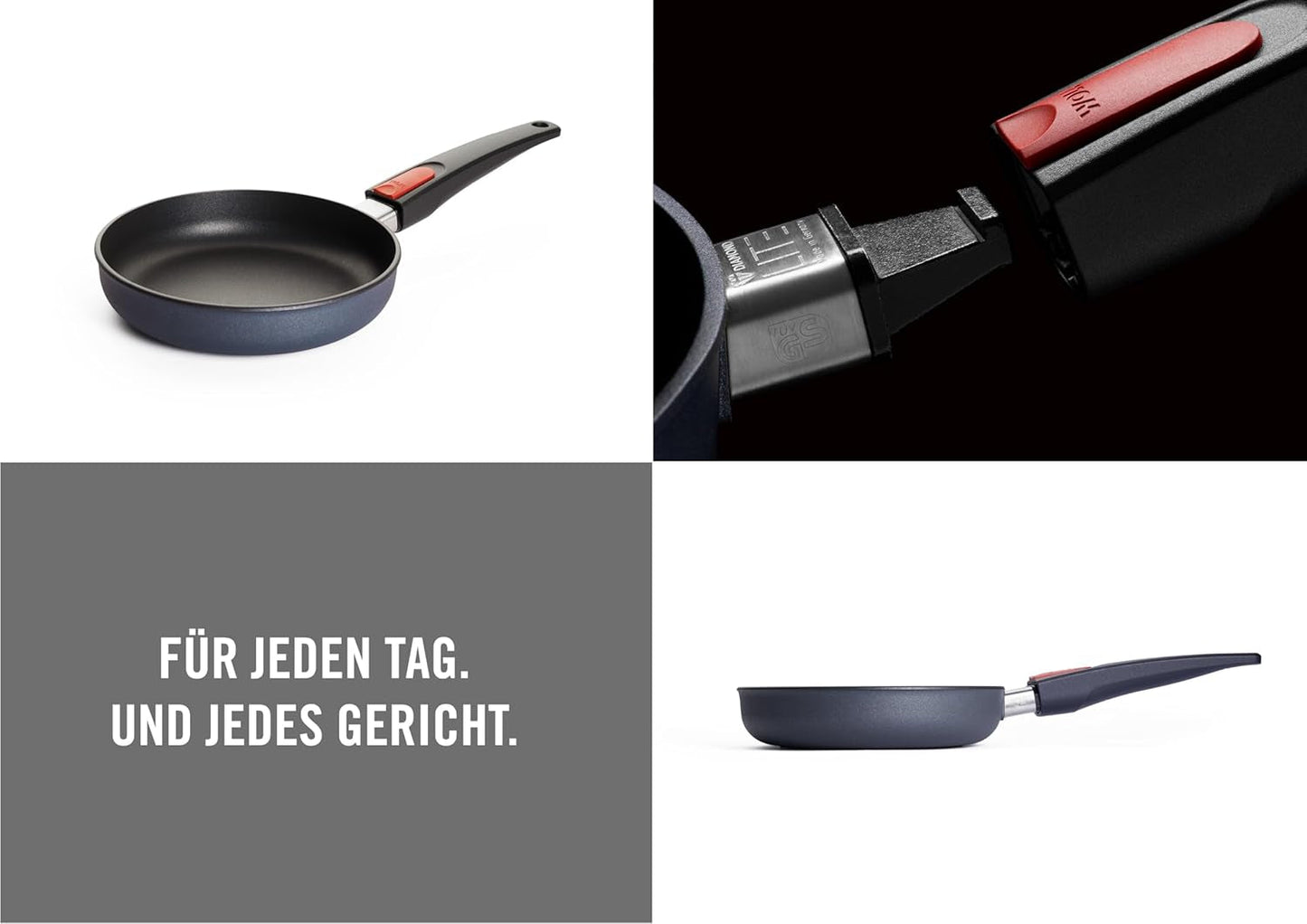 Woll Diamond Lite flad pande - Induktion -, Ø 20 Cm, 5 Cm højde, Med aftageligt håndtag - Velegnet til alle typer kogeplader, Støbt aluminium, Non-stick belægning Gryder og pander Naty Shop