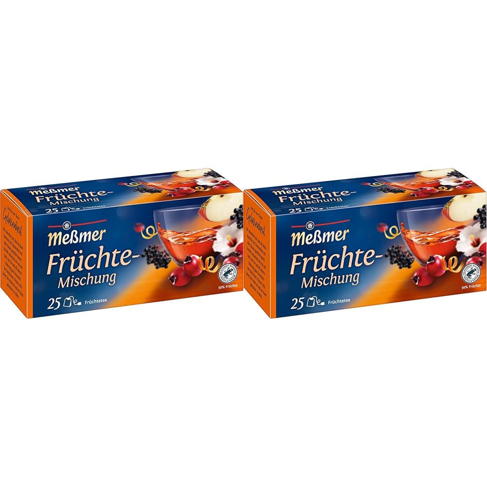 Meßmer frugtblanding | 25 teposer | Vegansk | Glutenfri | Laktosefri (pakke med 2)