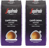 Segafredo Zanetti Caffè Crema Gustoso - Hel bønne (pakke med 1 kg) - Velegnet til Caffè Crema - Lange og mørkristede kaffebønner, fyldig og intens smag (pakke med 2)