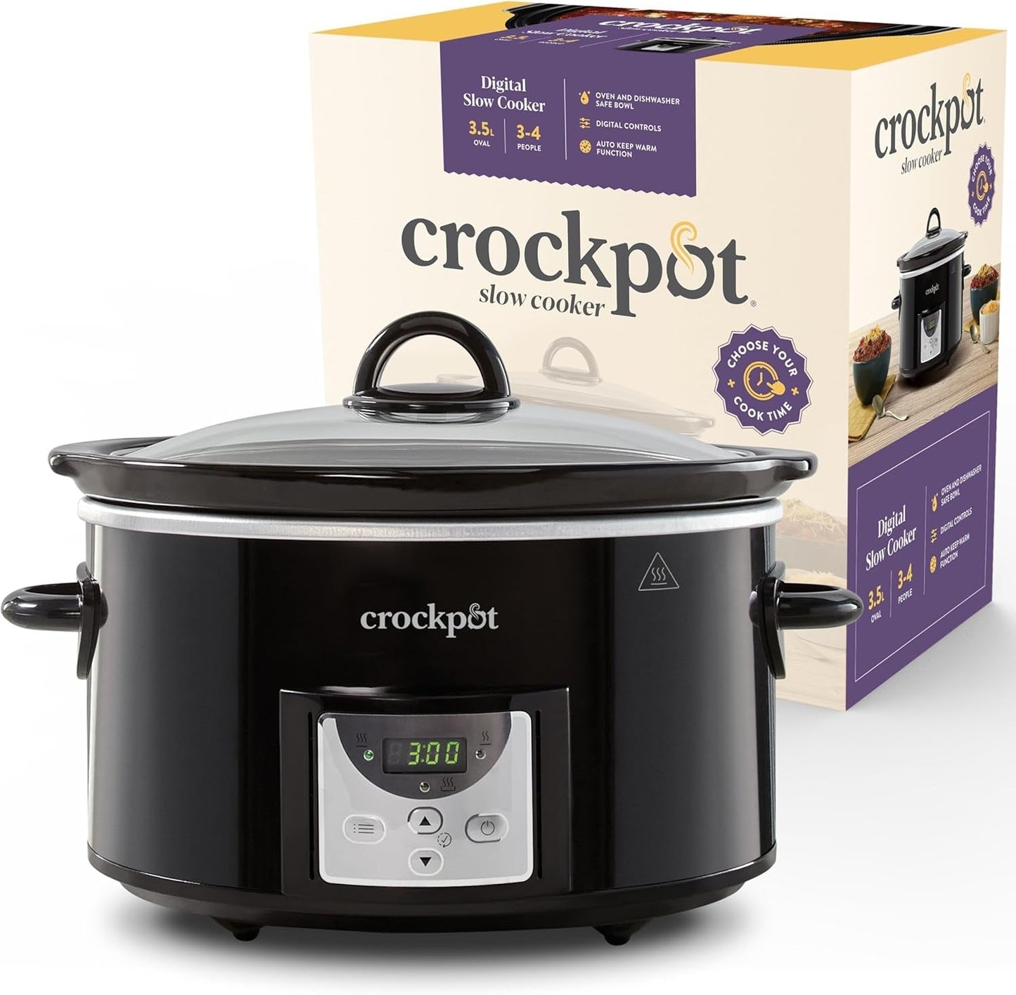 Slow cooker digital Crockpot, 3,5 L (3 til 4 personer), CSC113X Slow Cooker Naty Shop Black 3,5 liter