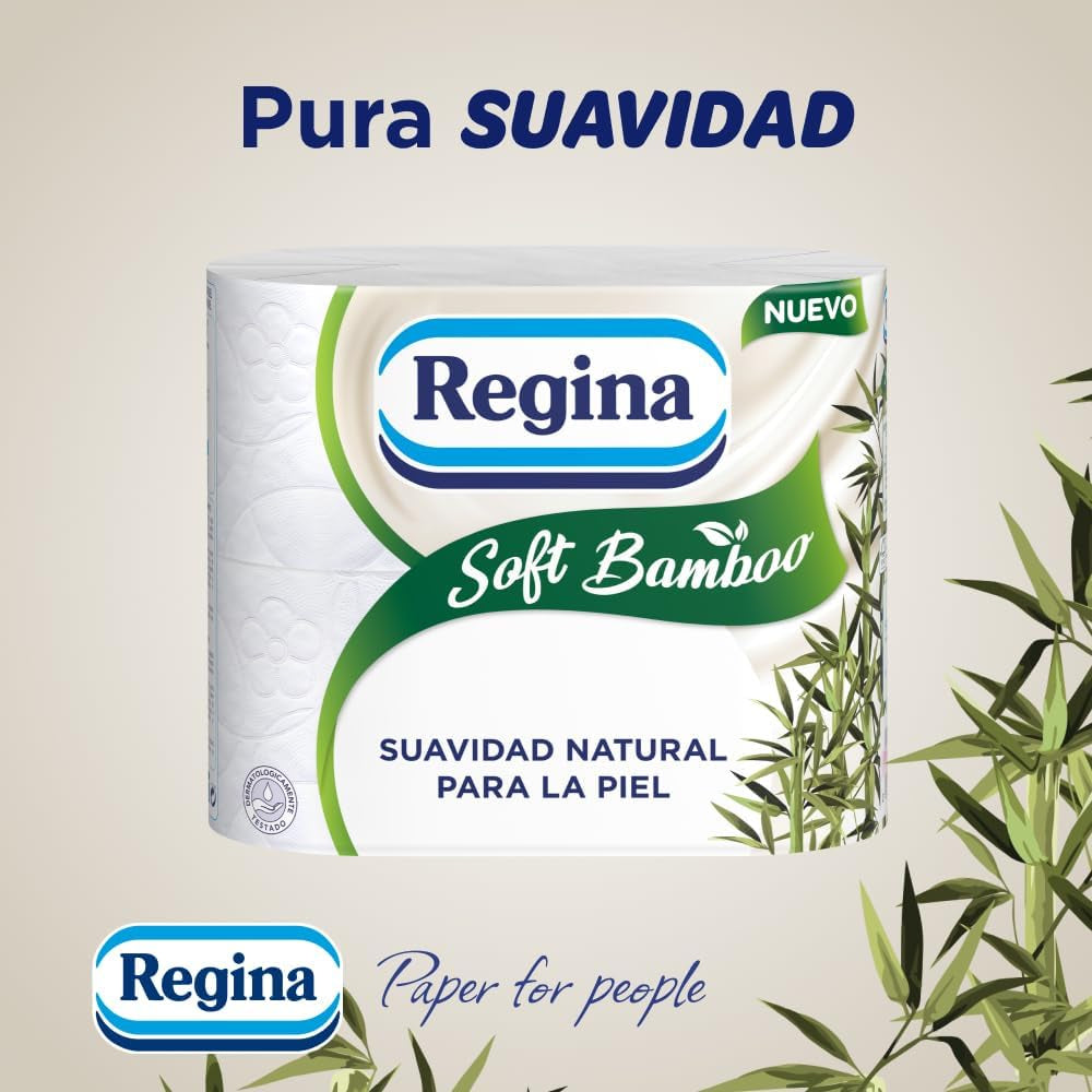 Regina blødt bambus toiletpapir, 40 ruller, 3 lag, 160 ark, naturlig blødhed til din hud, bambusfiber toiletpapir, papiremballage, Fsc-certifikat