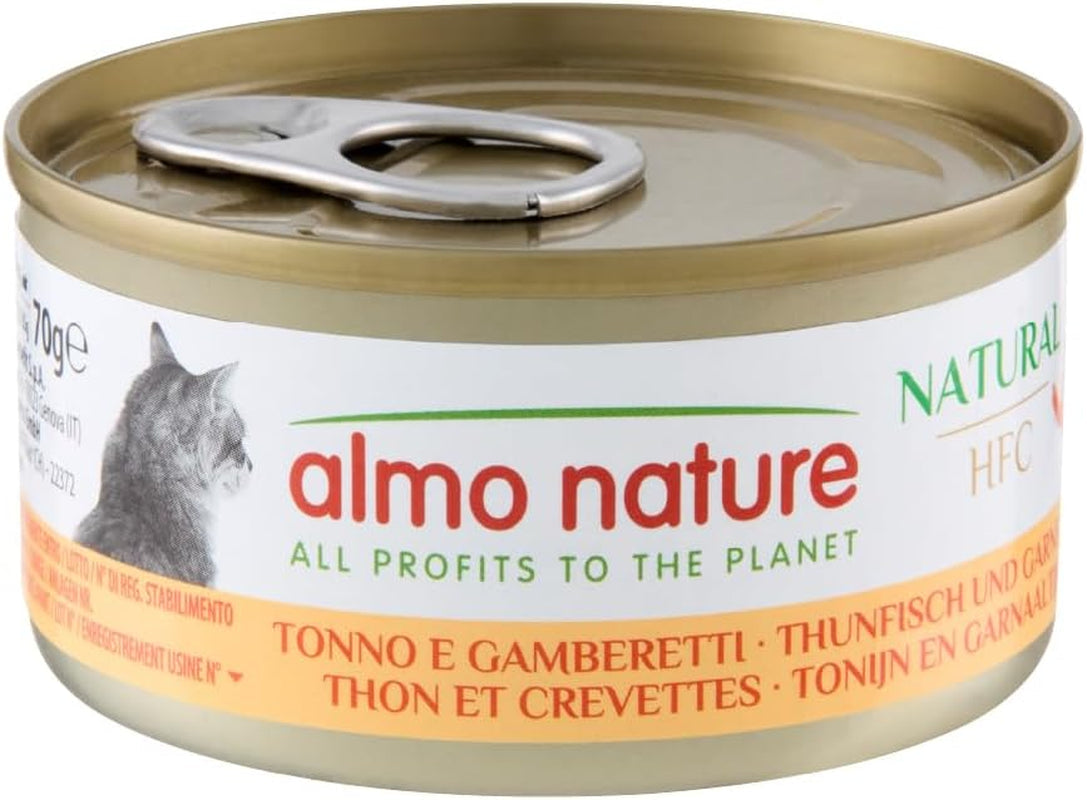Almo Nature HFC naturligt vådt kattefoder - tun og rejer, pakke med 24 (24 x 70 g)