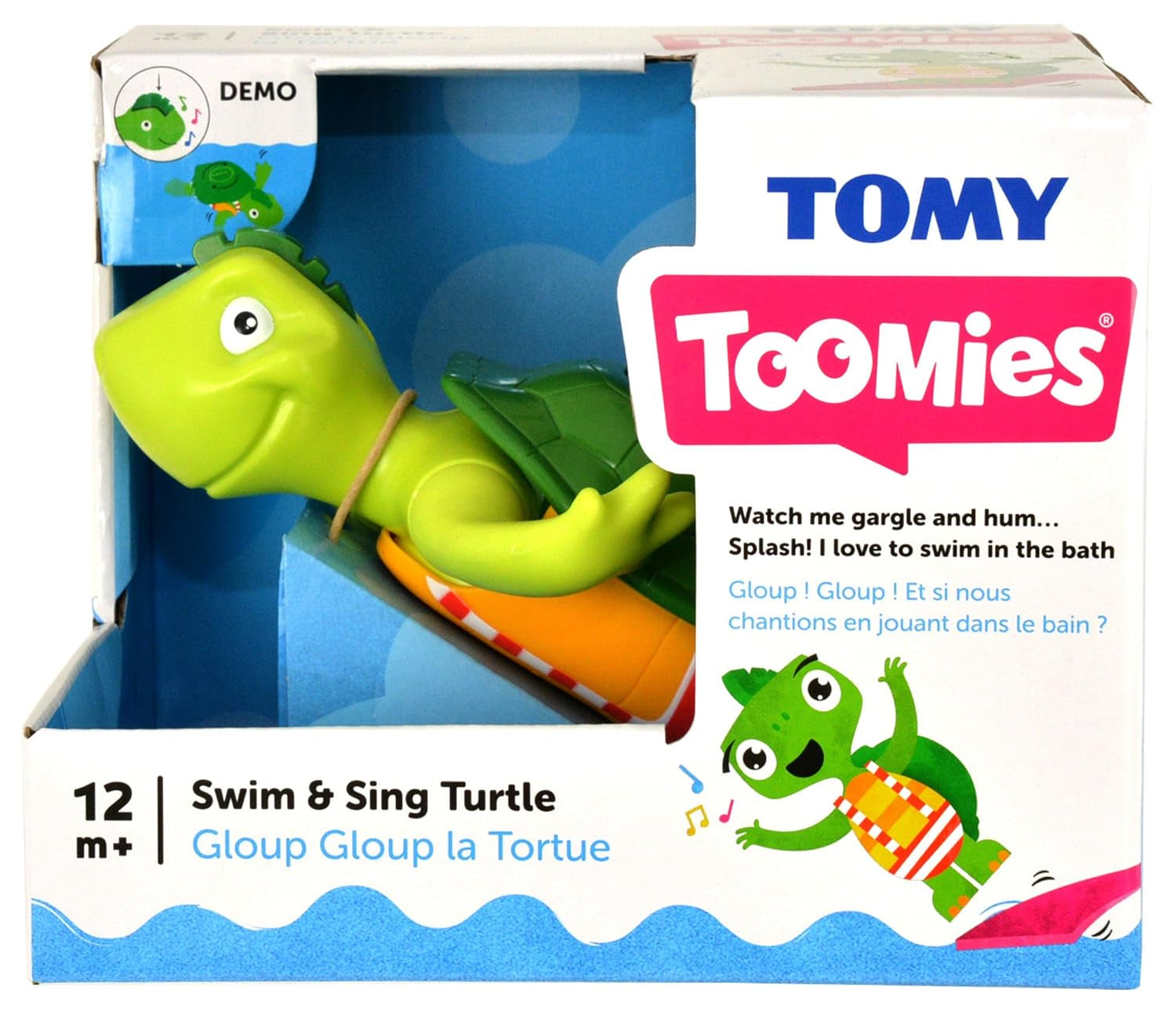 TOMY Vandlegetøj til børn "Plantschi den syngende skildpadde" flerfarvet, højkvalitets legetøj til børn med musik, kombinerer badelegetøj og musiklegetøj, fra 12 måneder! Badelegetøj til vandleg Jucarii Bebe Naty Shop