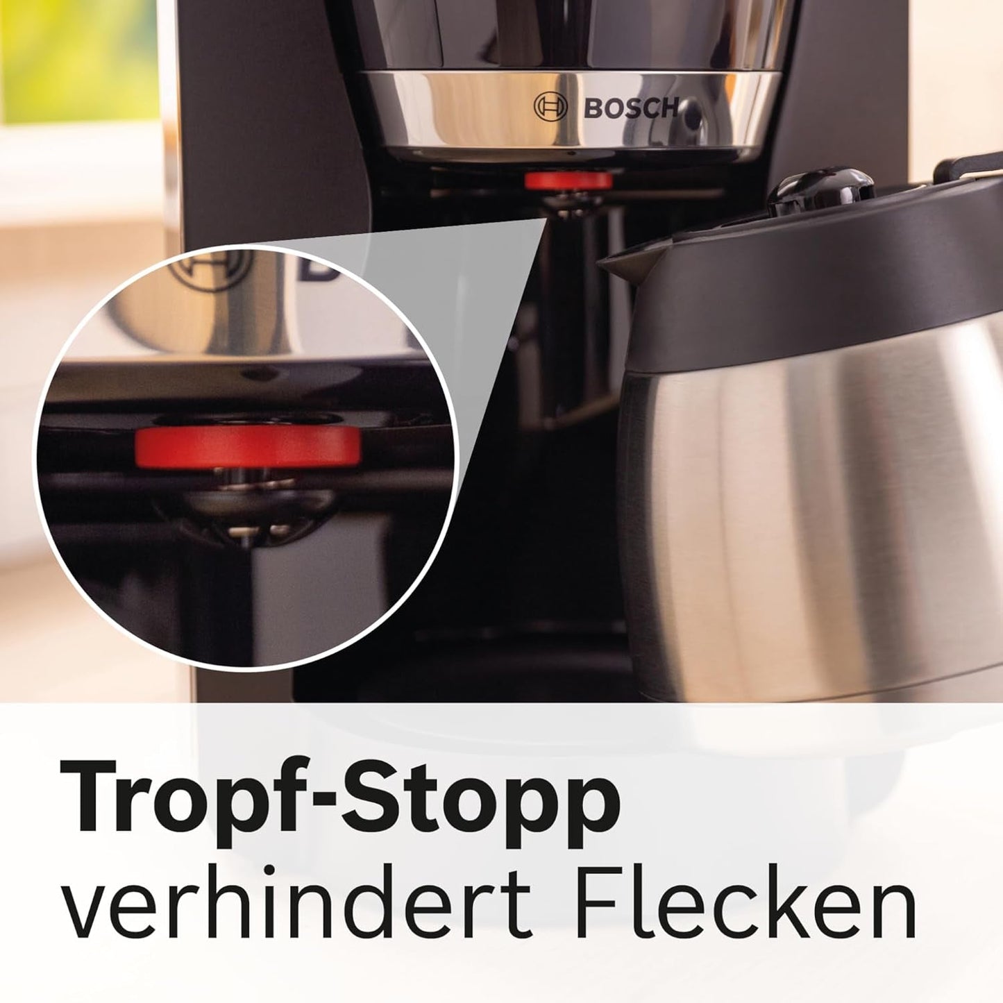 Bosch MyMoment TKA6M273 Filter Espressomaskine, 1L termokande, 8-12 kopper, Anti-drypsystem, Roterende filterholder, Afkalkningsprogram, Aftagelig vandtank, 1200 Watt, Mat Sort