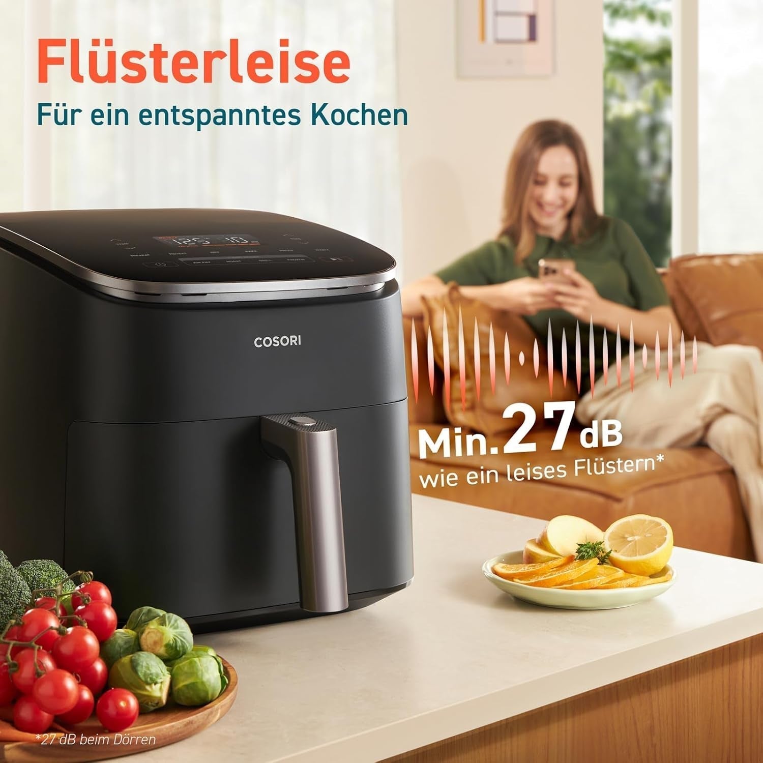 Cosori Turboblaze Hot Air Fryer Airfryer, 9-i-1, 6 liter, lydløs Hvidevarer Naty Shop