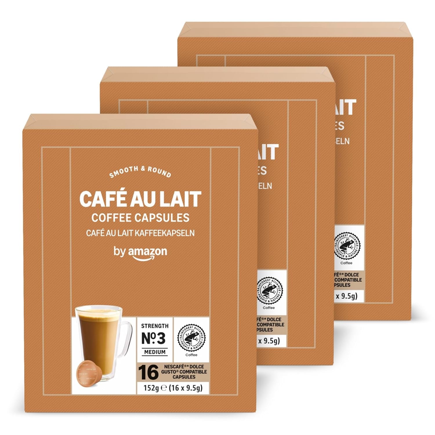 af Amazon Cafe au Lait Dolce Gusto-kompatibel Kaffeekapseln, 48 Kapseln (3 Packungen mit je 16 Stück)