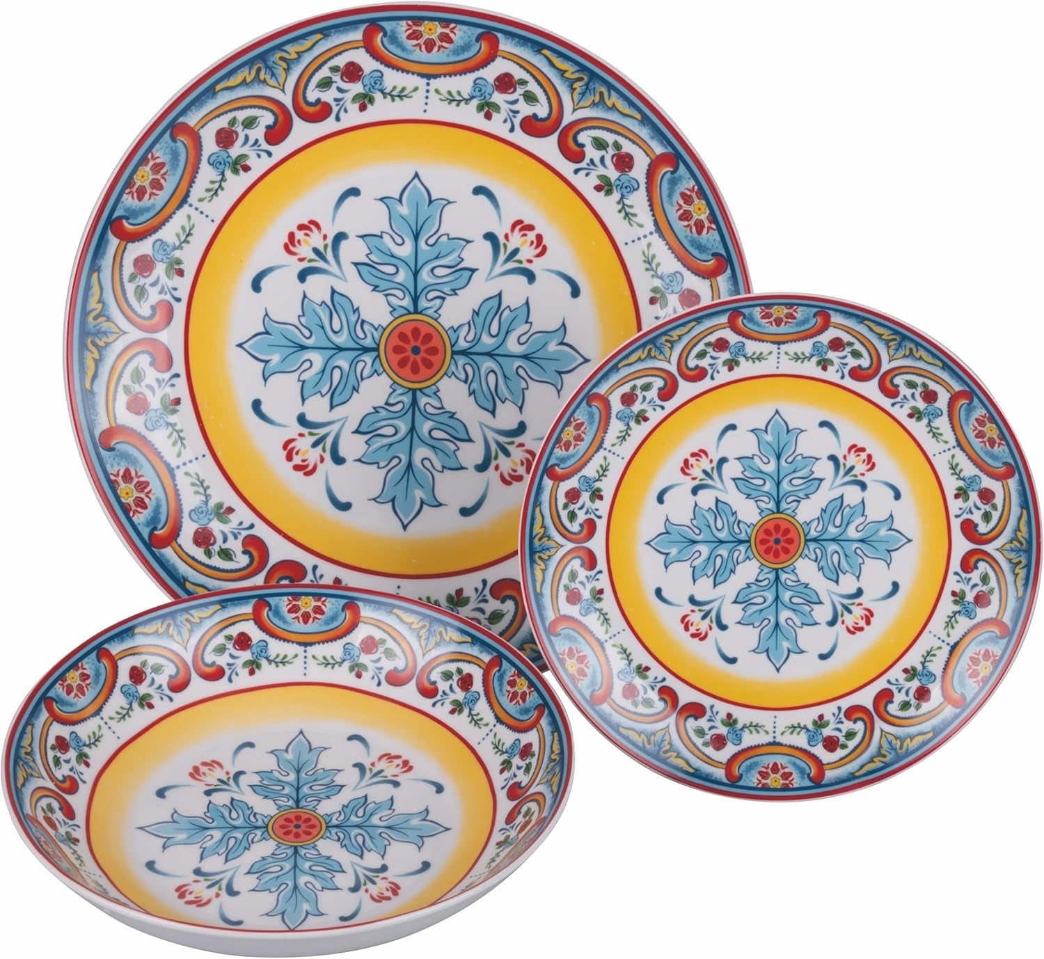 Porcelænsservice med 18 stykker, 6 forskellige sæt tallerkener, Andalusia