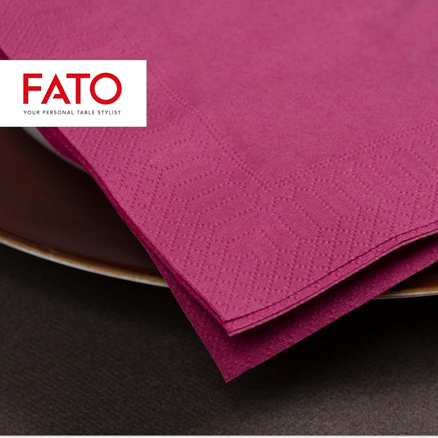 - Engangspapirservietter, ideelle til forretter og cocktails, pakke med 100 servietter, størrelse 24X24, 4-lags, 2-lags, Bordeaux-farve, 100 % rent cellulosepapir, Fsc-certificeret