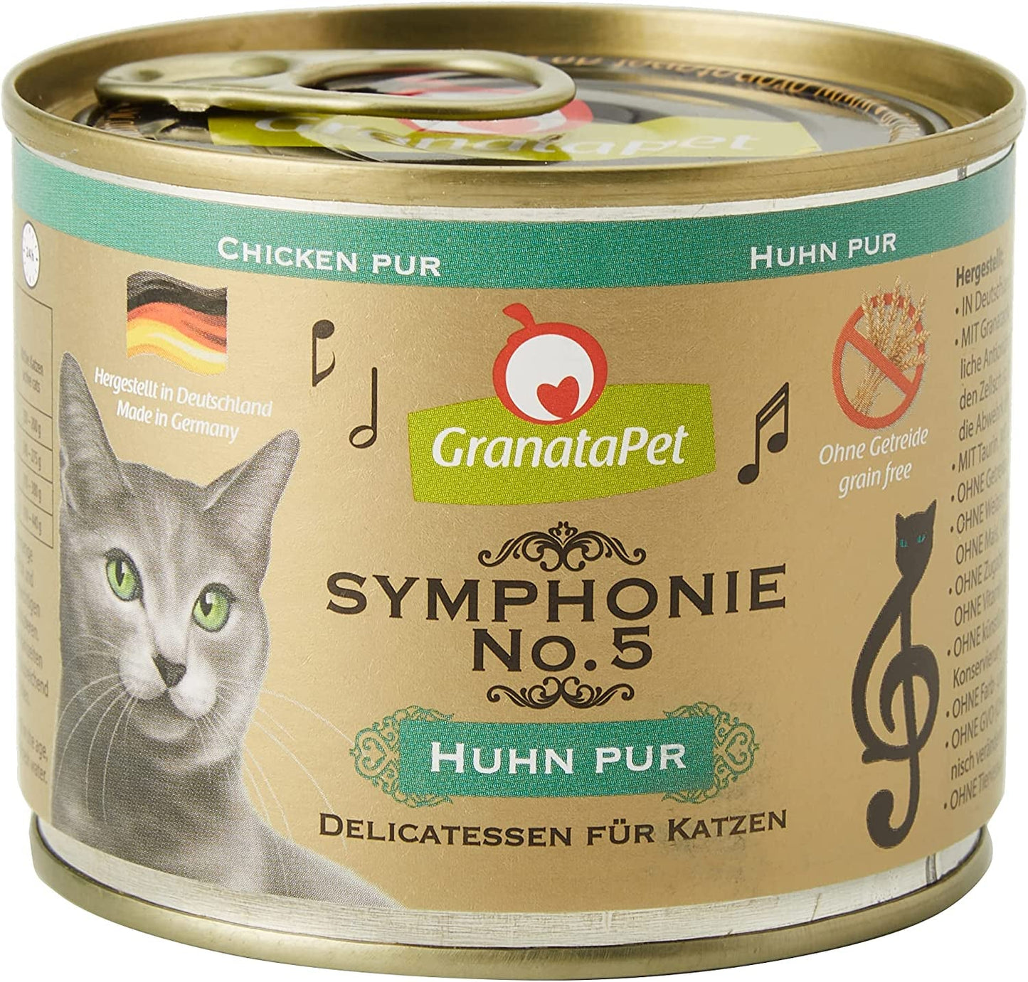 GranataPet Symphony No. 5 Pure Chicken, korn- og sukkerfrit kattefoder, fileter i naturlig gelé, delikat vådt kattefoder, 6 x 200g