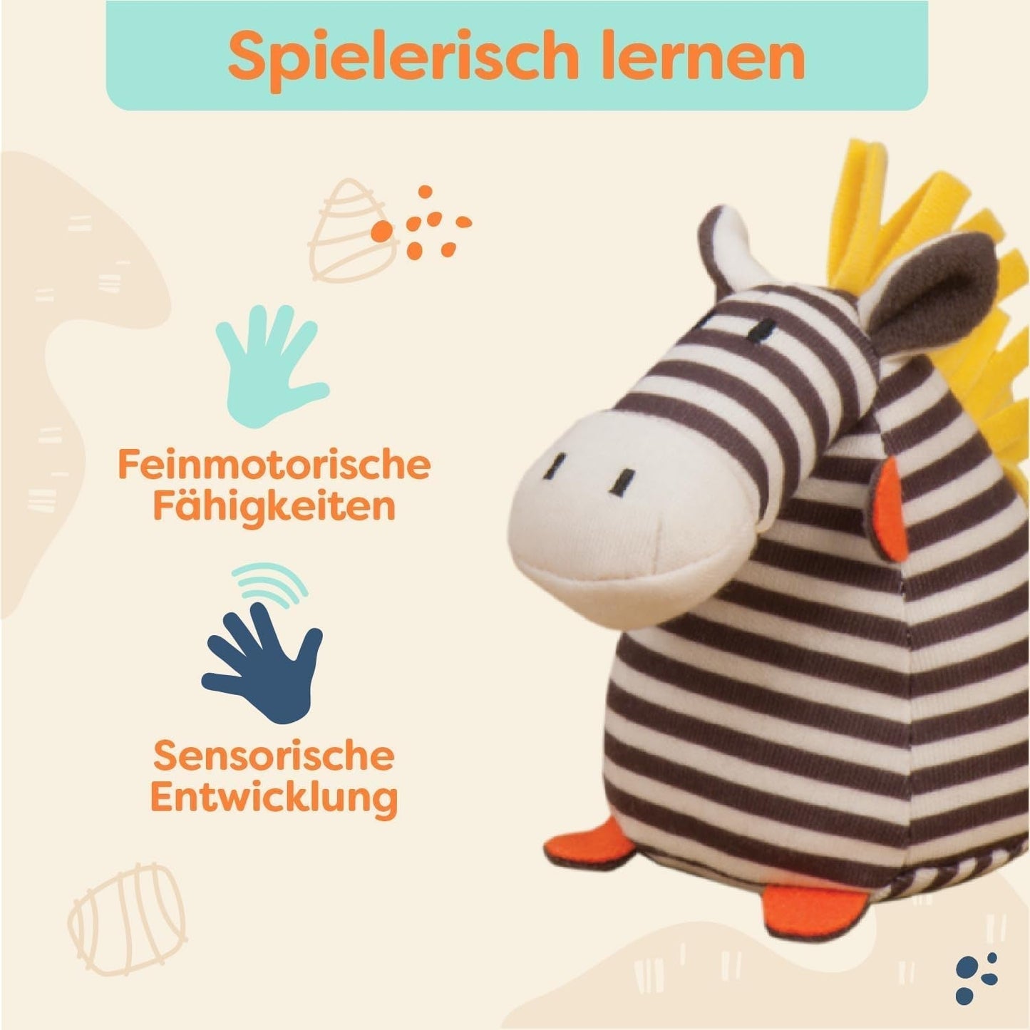 B. legetøj Babylegetøjssæt med zebra-plyslegetøj, bidering, bløde byggeklodser og bolde - Motorisk legetøjsgavesæt til nyfødte fra 0 måneder Babylegetøj Naty Shop