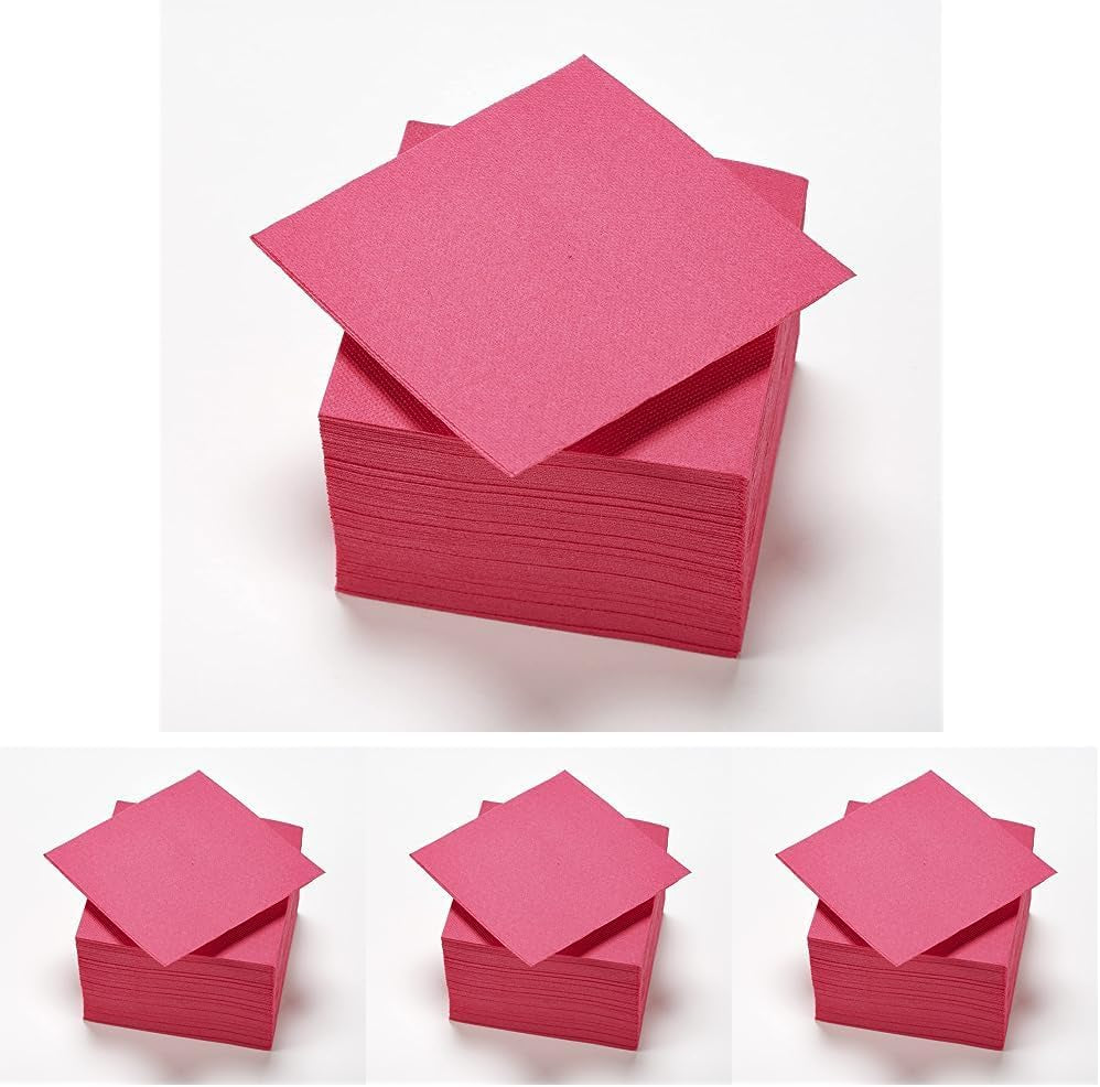 - Tex Touch papirservietter - Pink farve - Fsc® certificerede servietter - Genanvendelige og biologisk nedbrydelige - Pakke med 50 lyserøde servietter størrelse 24 X 24 Cm