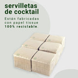 - 600 stykker Bio Eco cocktailservietter - Naturlig farve - 100 % genanvendelig - Micropoint - 10 X 10 Cm (foldet) og 20 X 20 Cm (Ufoldet)