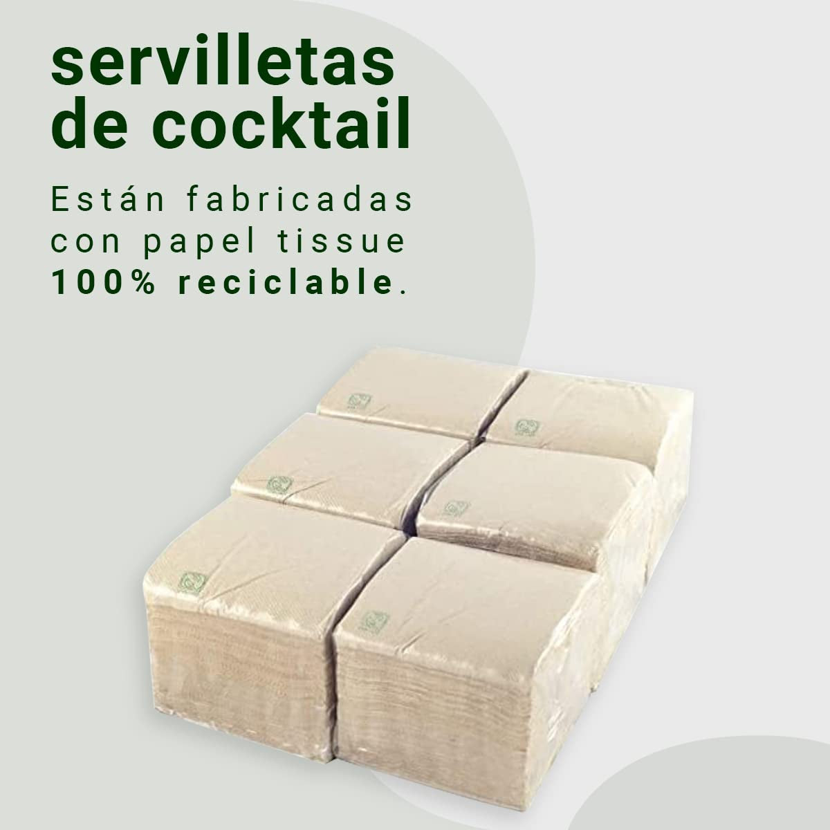 - 600 stykker Bio Eco cocktailservietter - Naturlig farve - 100 % genanvendelig - Micropoint - 10 X 10 Cm (foldet) og 20 X 20 Cm (Ufoldet)