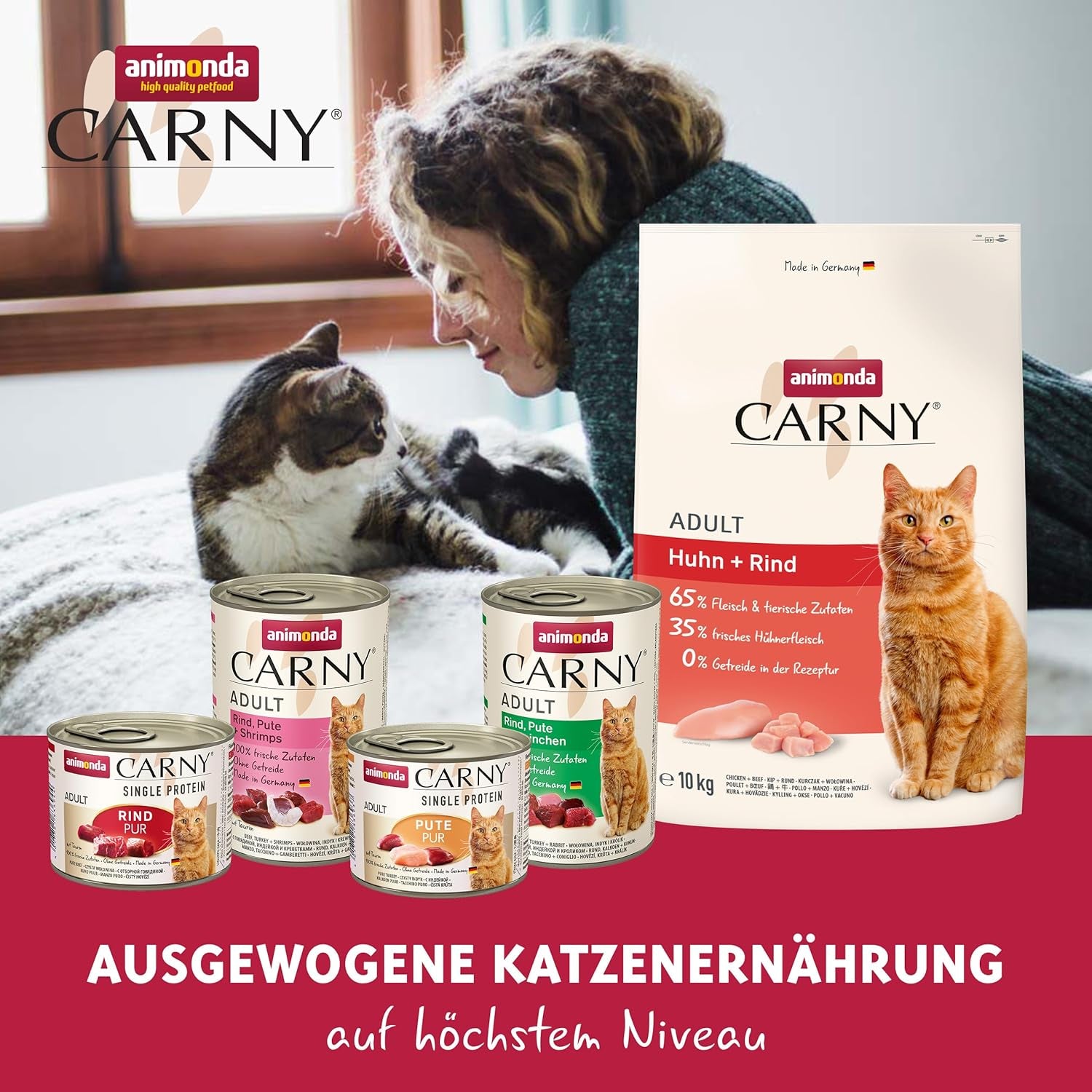 Voksen Pure & Mild våd kattefoder med kylling og katteurt (32 x 100 g), til følsomme katte, kornfri og sukkerfri, letfordøjeligt vådfoder med kylling