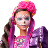2022 Día De Muertos Barbie-dukke med pjusket traditionel kjole, blomsterkrans og Calavera-ansigtsmaling, gave til samlere