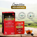 Twinings English Breakfast Black Tea 50g, 25 teposer, fyldig, rund og stærk sort te fra de bedste teplantager i Sri Lanka og Indien. Sort te Pakke med 1 (1 x 50 g)