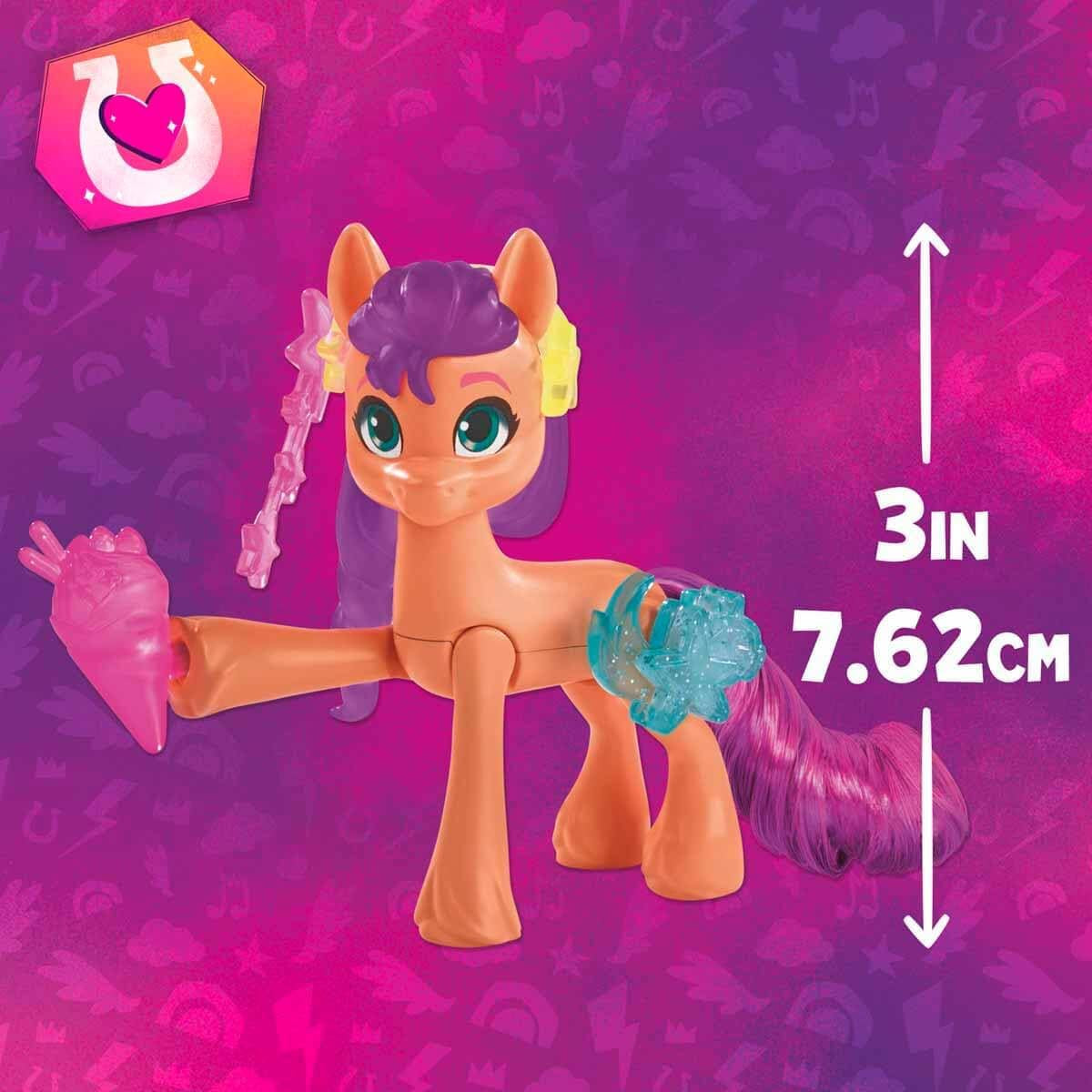 My Little Pony - Discover Your Sparkle Pony: Beauty Mark Magic Sunny Starscout, Pony fra hov til hjerte 7,5 cm, 5+, F5250, Multicolor