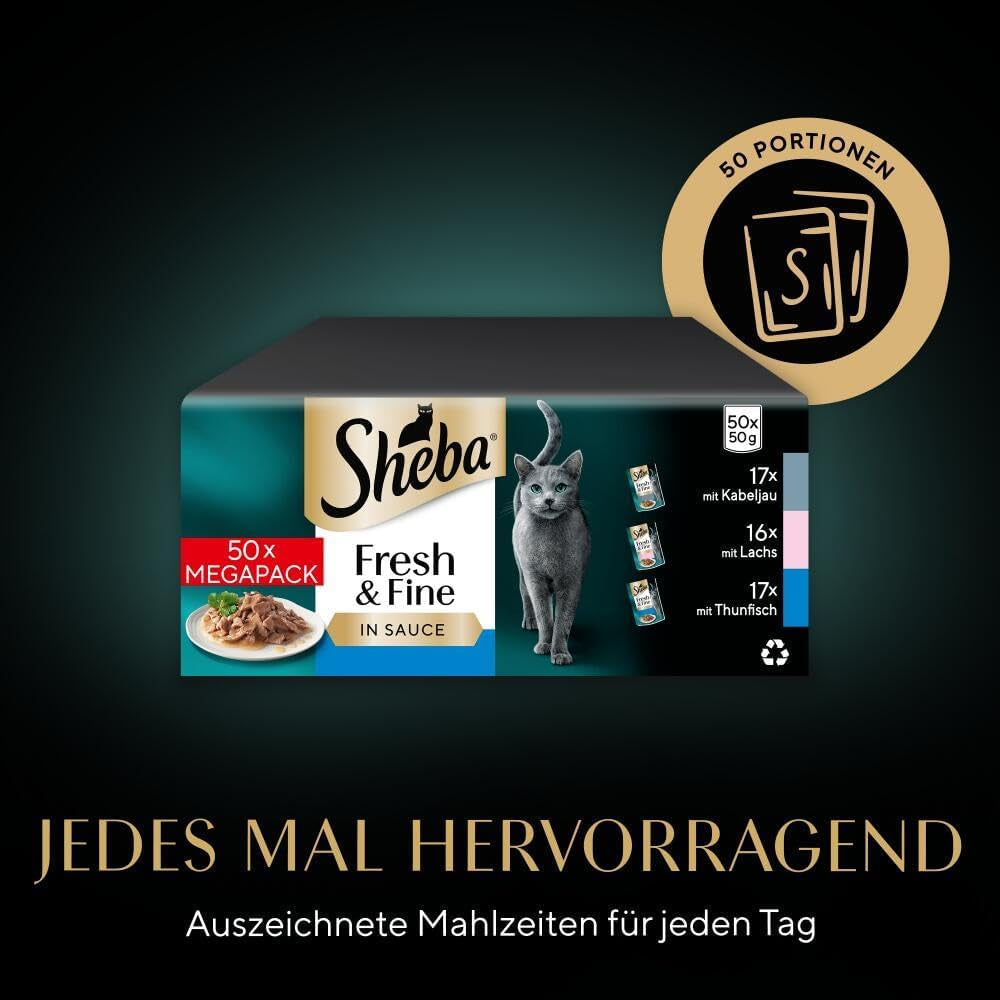 Sheba CATCARE Bag Wet Fresh & FINE (Fisk) Stykker i sauce Voksen 50g Multipack Standard