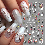 Plum Flower Nail Stickers, White Pink Flower Nail Stickers, Prægede Flower Nail Stickers, Spring Summer Flower Nail Stickers, Negle Designs, Negle Accessories, Nail Art