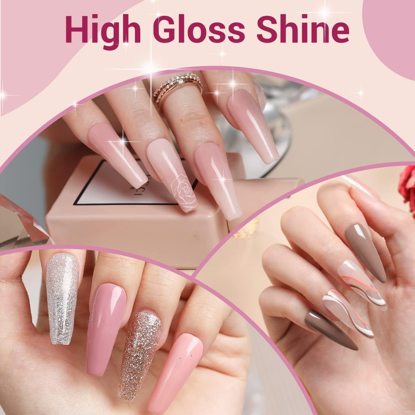 Modelones 35 stk Gel neglelak sæt, UV neglelak sæt med 48W lampe, nøgen brun hvid pink gel neglelak sæt, UV gel negle lak sæt med top coat base negle studio sæt