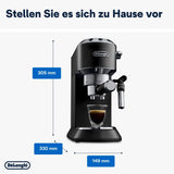 De'Longhi Dedica Style EC 685.B – Espressomaskine med portafilter, espressomaskine med professionel mælkeskummer, kun 15 cm bred, til malet kaffe eller ESE-kapsler, 1 l vandtank, sort