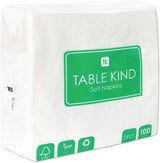 Table Kind 100 hvide bløde servietter i løs vægt, højkvalitetsservietter til fest, catering og daglig brug, FSC, bæredygtige og genanvendelige, fremstillet i EU | 2-lags | 33 cm