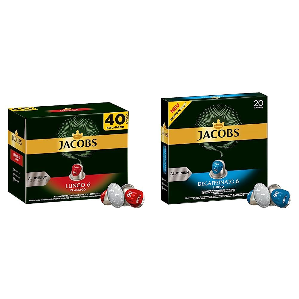Kaffeekapseln Lungo Classico (nur für kurze Zeit) Megapack XXL & Kaffeekapseln Lungo Decaffeinato- Intensität 6-200 Nespresso-kompatibel Kapsel, 10er Pack, 10 x 20 Getränke