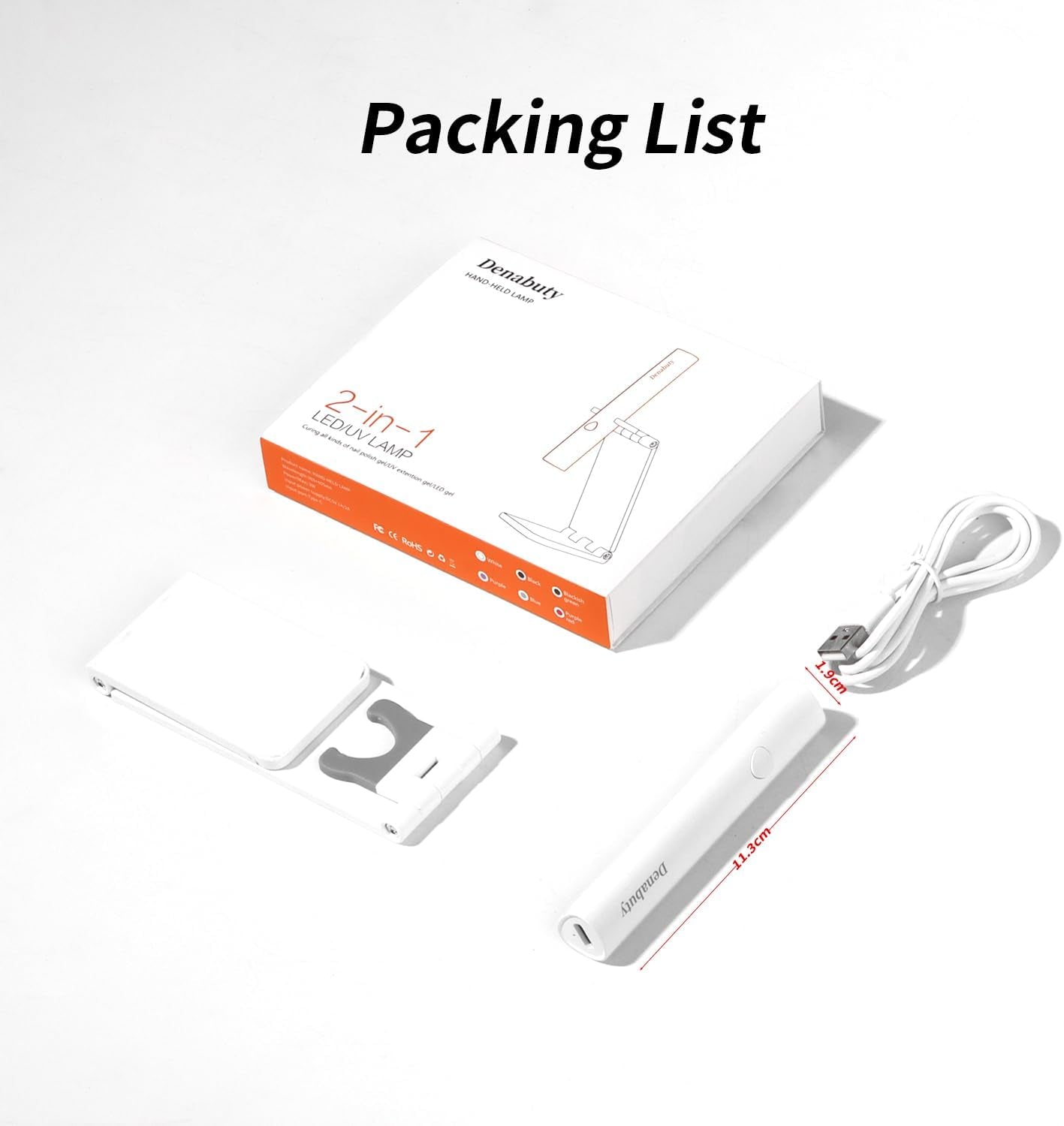 Denabuty UV-lampe til Gel-neglelak, Mini UV LED-lampe til negleudskiftning med stativ Tragbare Lille UV-neglelampe til Gel-neglelak, til Aushärten Von Nagelkleber & Negletips Hvid