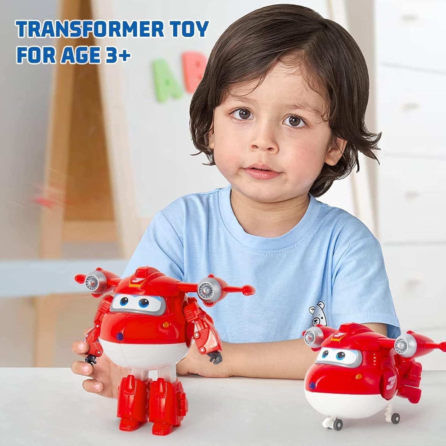 Super Wings 5" Transforming Characters 2-Pack Transforming Supercharged Jett + Tino Transformer Legetøj til drenge og piger i alderen 3+ Røde actionfigurer Naty Shop
