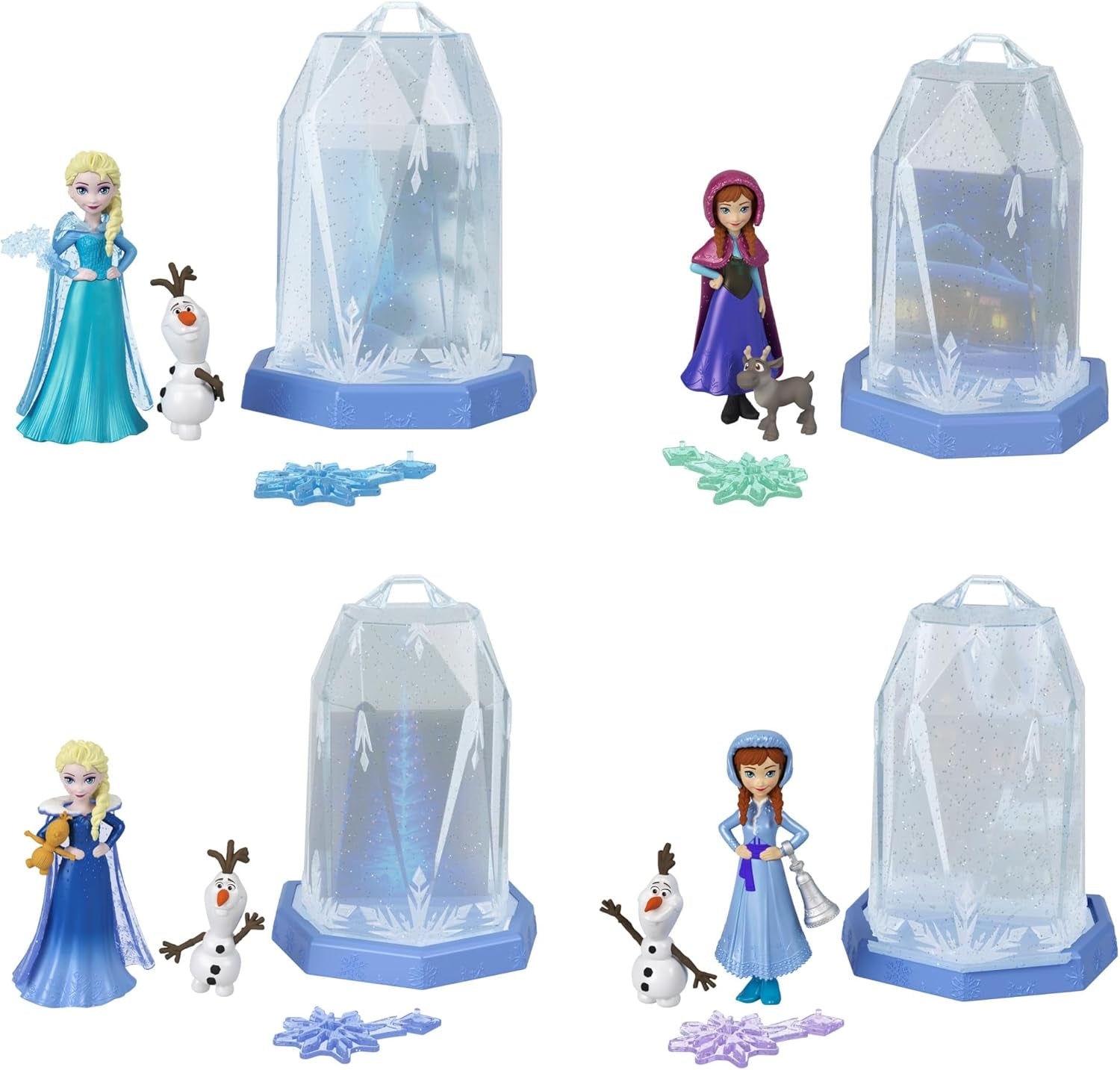 Mattel Disney Frozen Ice Reveal Lille dukke med fluffy Ice Gel og 6 overraskelser, Inkluderer venfigur og tilbehør (dukker kan variere) HRN77