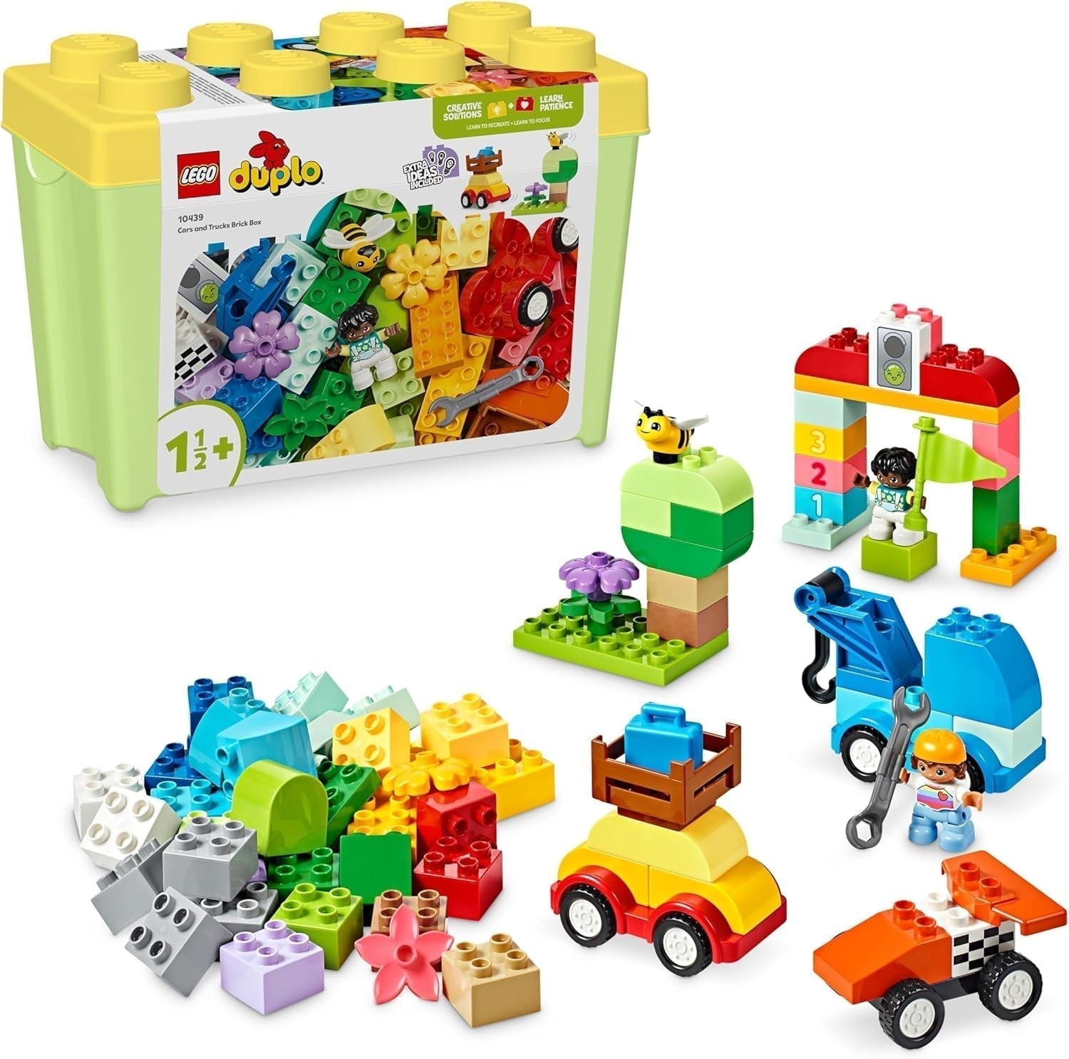 LEGO DUPLO Klassisk klodskasse biler og lastbiler, legetøjssæt til 1,5 år gamle børn, kreativt læringslegetøj, billegetøj og racerbilsæt 10439 Byggesæt Besuche den LEGO-Store Standardtitel