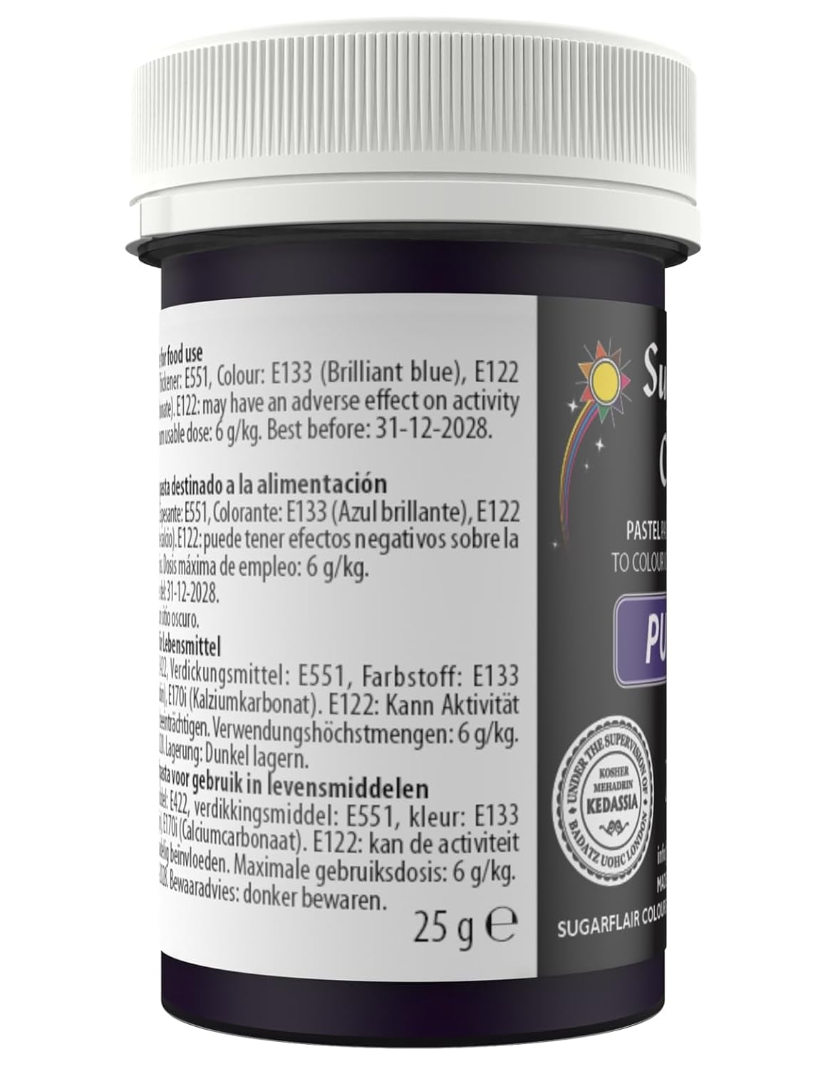 Sugarflair madfarve til pasta, pastel lilla farve, madfarve til pasta, fondant og marcipan, spektrale koncentrerede farver - 25g