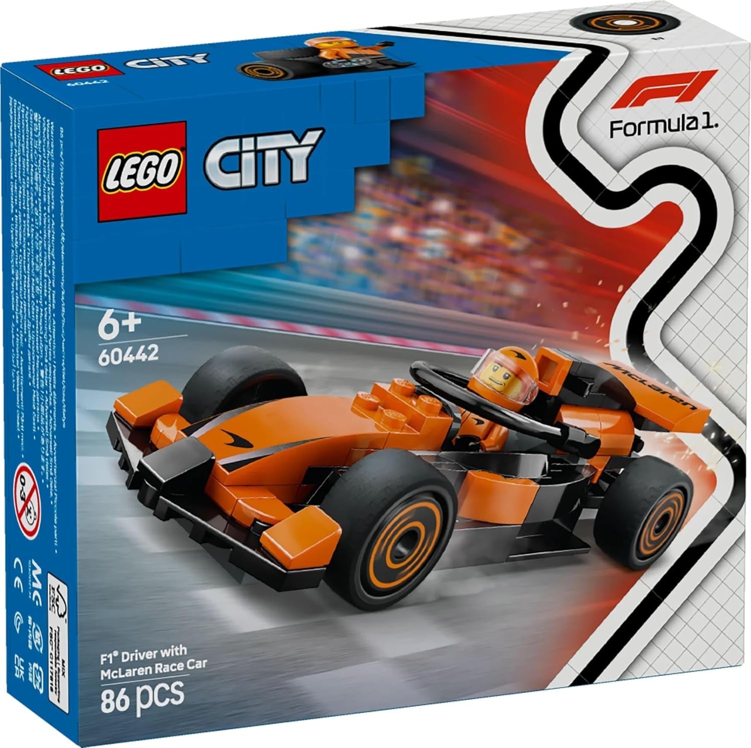 LEGO City F1 Racer med Mclaren racerbil - Formel 1 legetøjsmodel med racerbil og minifigur - lille gave til drenge og piger fra 6 år eller motorsportsfans 60442 Byggesæt Besuche den LEGO-Store