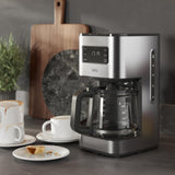 AEG Deli 5 espressomaskine, 1,5 l, programmerbar timer, holde varm funktion, sikkerhedsstop, vandstandsindikator, optimal dosering, anti-dryp funktion, rustfrit stål, CM5-1-6ST