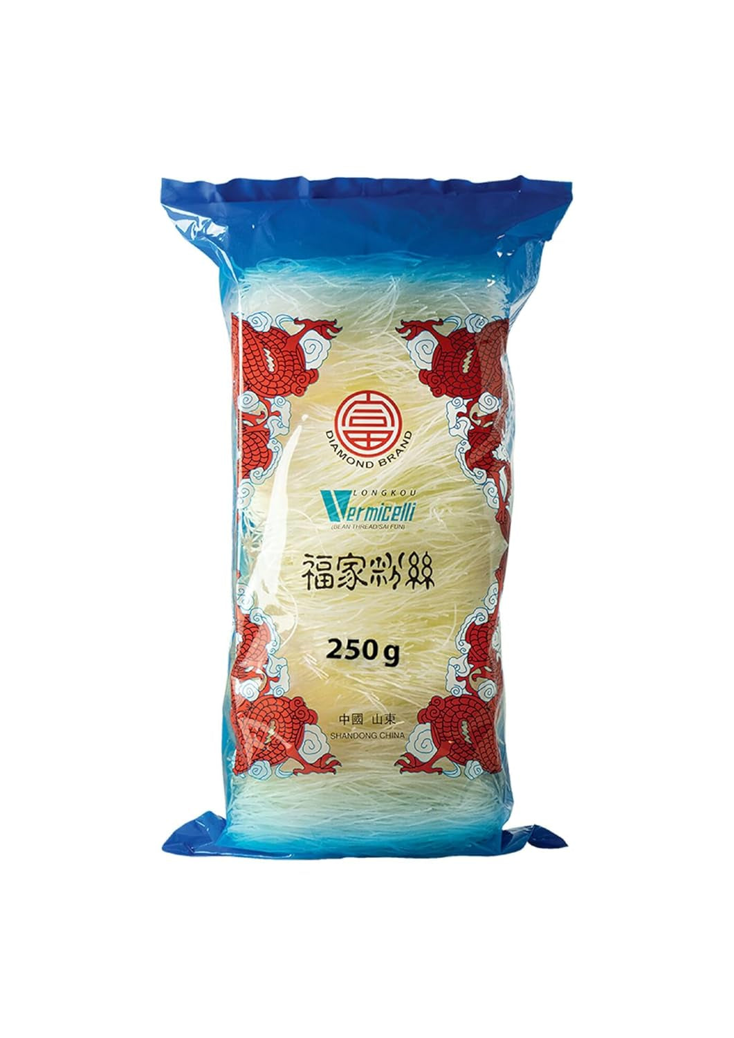 DIAMOND glasnudler, lange glasnudler, naturligt veganske og glutenfri - 1 x 250 g