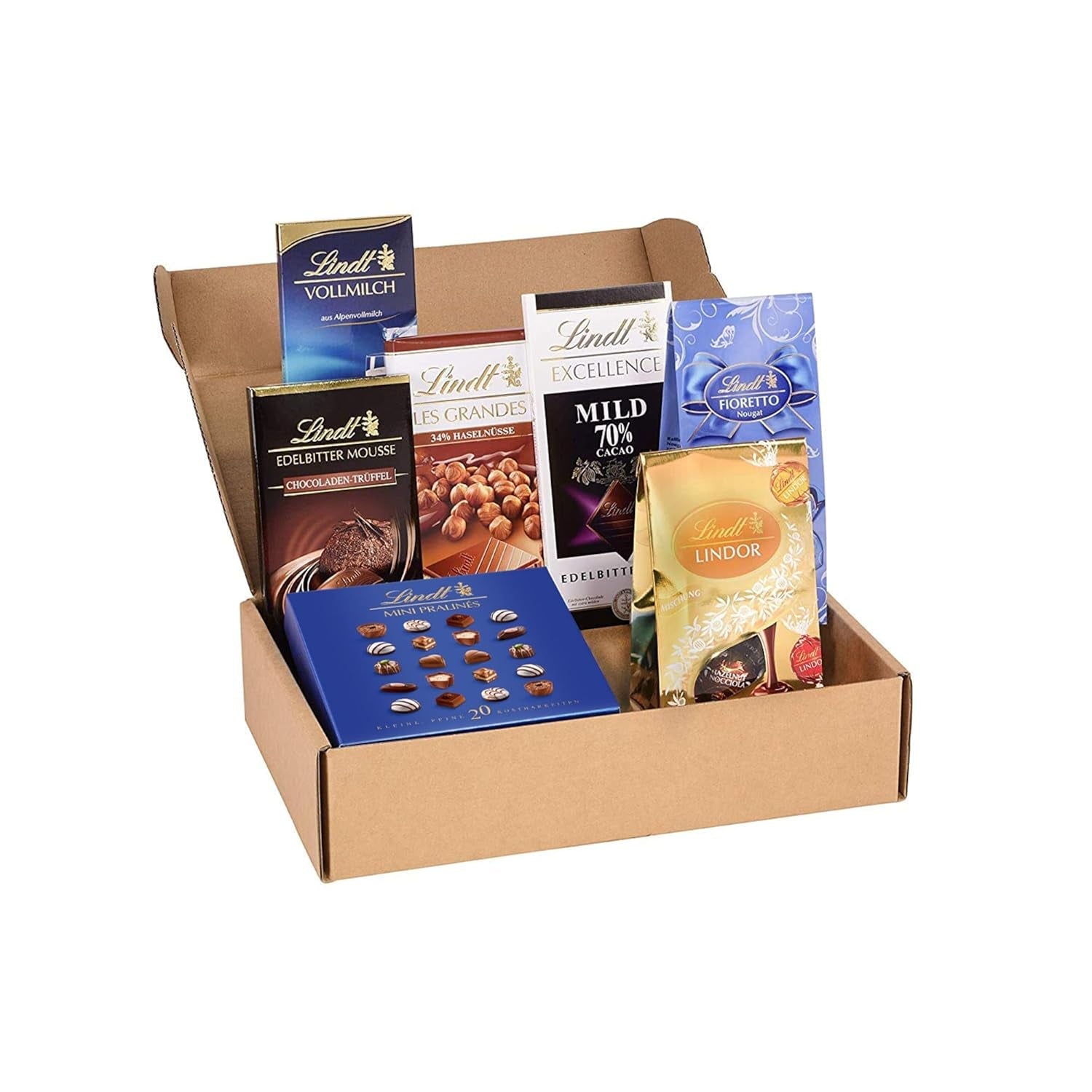 Lindt Chokolade Praline Gavesæt | 477g | 5 æsker Lindt-praliner i varianterne: Exquisite, Mini Praline, LINDOR Gift, Small Thank You, From the Heart | Praline gave | Chokolade gave