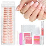 240 stk. Gradient Square Nails Set, Nude White Gradient Kunstige negle til Oil Pen Lim, Medium Ombre naturlige falske negle til kvinder DIY (Nude Square)