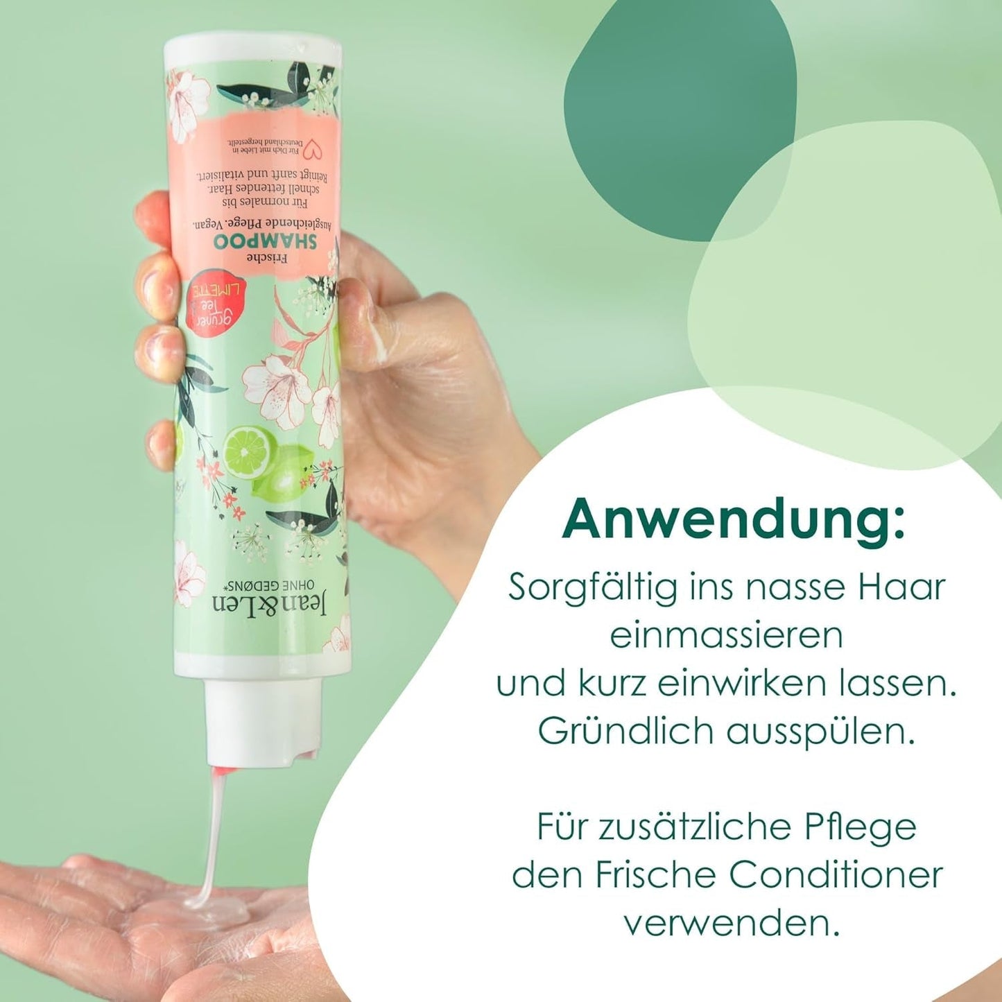 Jean & Len Green Tea & Lime fugtgivende shampoo, til normalt til fedtet hår, 300 ml Brusebad og bad Jean & Len Green Tea & Lime