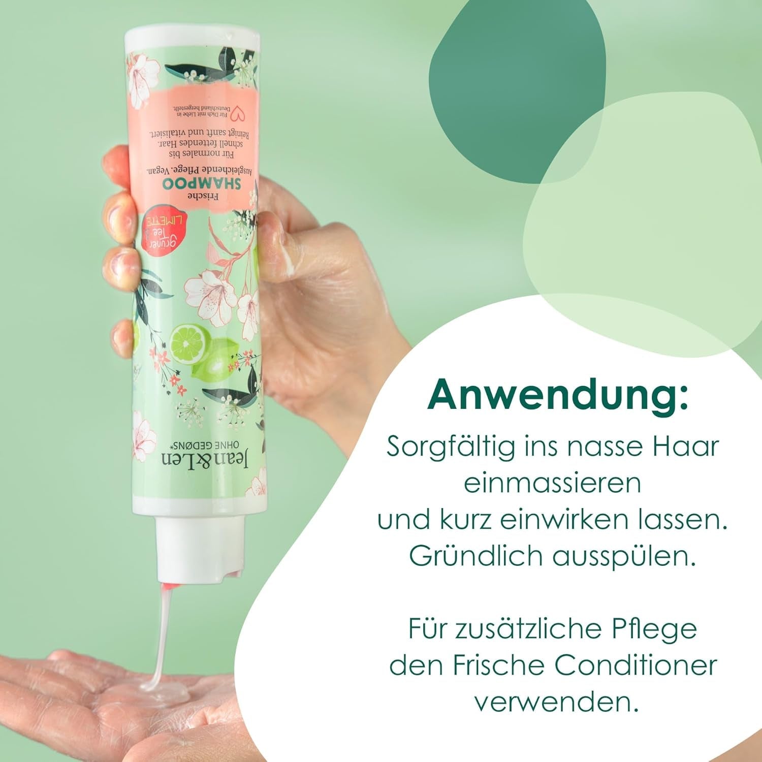 Jean & Len Green Tea & Lime fugtgivende shampoo, til normalt til fedtet hår, 300 ml Brusebad og bad Jean & Len Green Tea & Lime