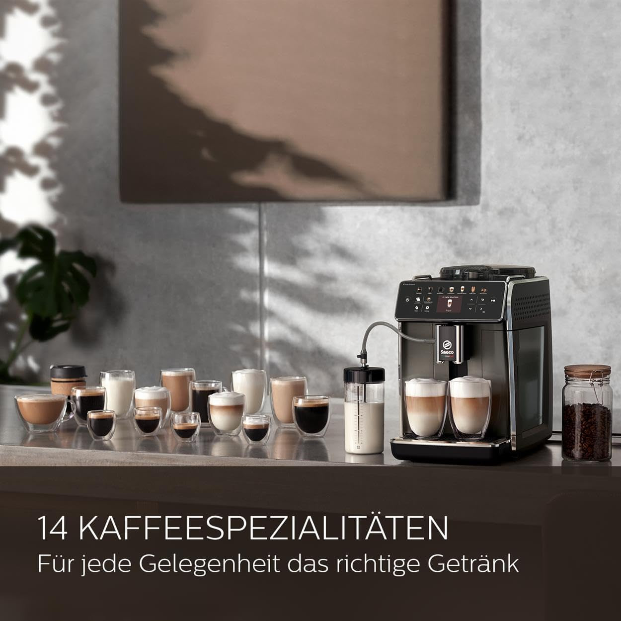 Saeco GranAroma automatisk espressomaskine - 14 kaffespecialiteter, intuitiv farveskærm, 4 brugerprofiler, keramisk kværn, 1500 watt (SM6580/10)